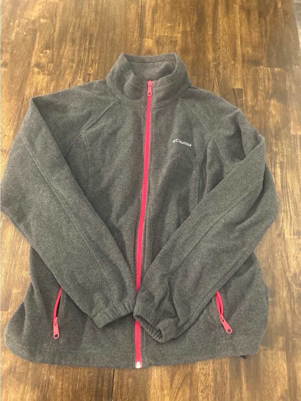 Columbia Gray Fleece Jacket with Pink Zippers